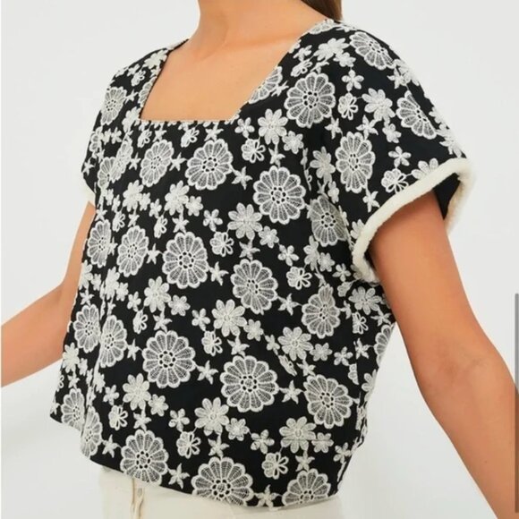 Black & Ivory Eyelet Vivienne Blouse - Picture 2 of 8